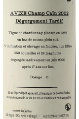 JACQUESSON AVIZE CHAMP CAIN Dégorgement Tardif Extra Brut 2002